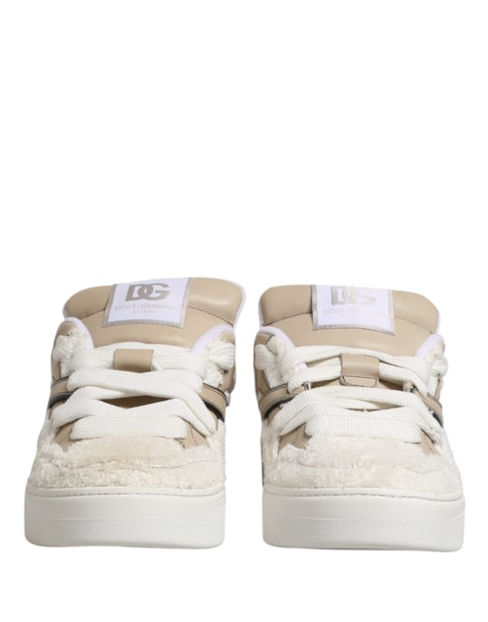 Zapatillas bajas de peluche sintético blanco beige de Dolce & Gabbana - Image 3
