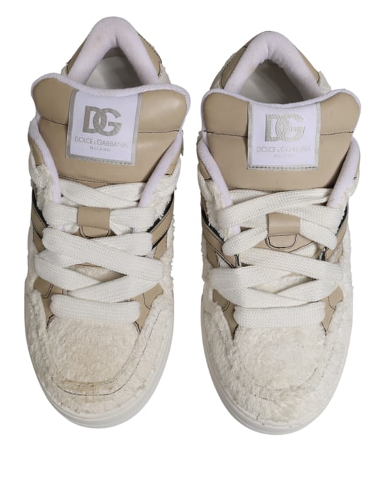 Zapatillas bajas de peluche sintético blanco beige de Dolce & Gabbana - Image 4