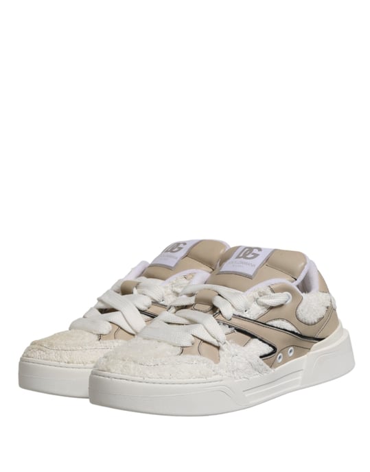Zapatillas bajas de peluche sintético blanco beige de Dolce & Gabbana - Image 5