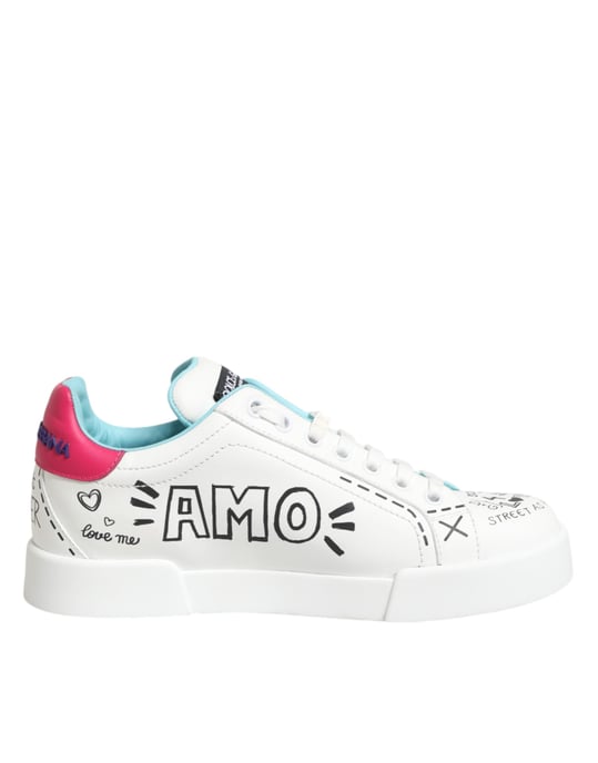 Zapatillas bajas de cuero blanco con grafiti Dolce & Gabbana - Image 1