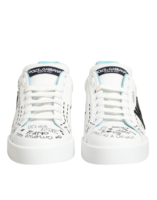 Zapatillas bajas de cuero blanco con grafiti Dolce & Gabbana - Image 3