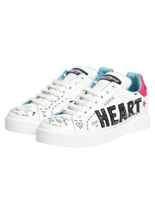 Zapatillas bajas de cuero blanco con grafiti Dolce & Gabbana - Image 5