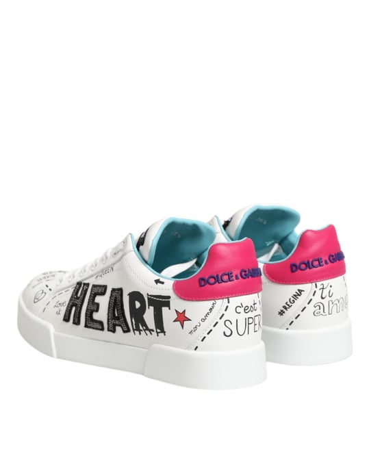 Zapatillas bajas de cuero blanco con grafiti Dolce & Gabbana - Image 6
