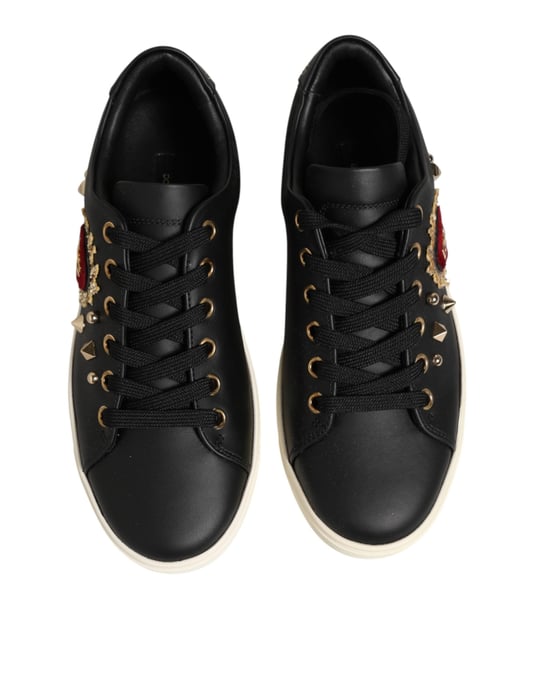 Zapatillas de Piel Negra Sacred Heart de Dolce & Gabbana - Image 4