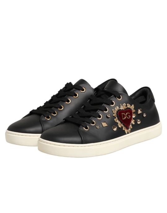 Zapatillas de Piel Negra Sacred Heart de Dolce & Gabbana - Image 5