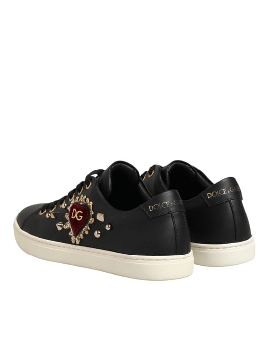 Zapatillas de Piel Negra Sacred Heart de Dolce & Gabbana - Image 6