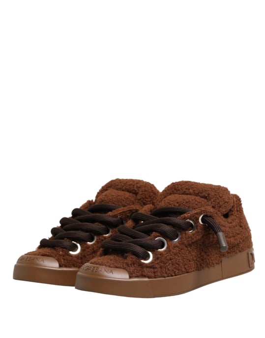 Zapatillas bajas de pelaje sintético marrón de Dolce & Gabbana - Image 5