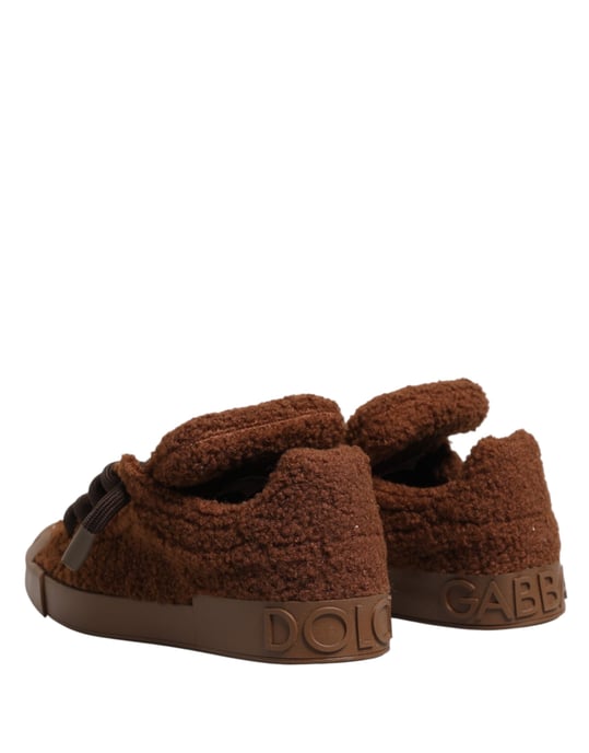 Zapatillas bajas de pelaje sintético marrón de Dolce & Gabbana - Image 6