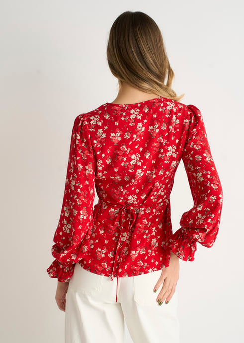 Blusa roja con botones de viscosa Ecovero - Image 4