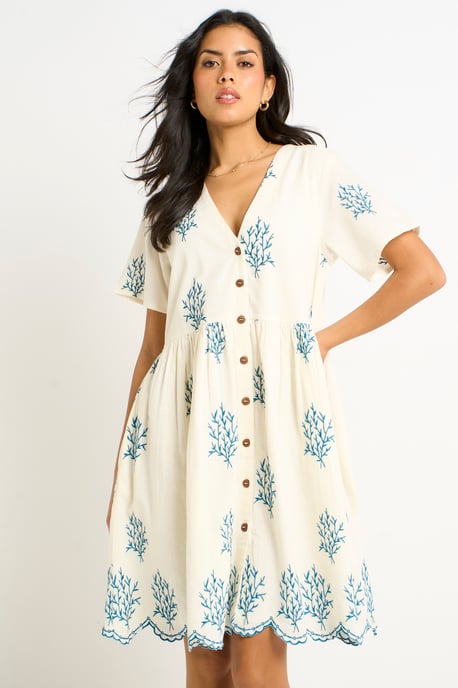 Vestido mini con bordado de algodón y malvavisco - Image 2