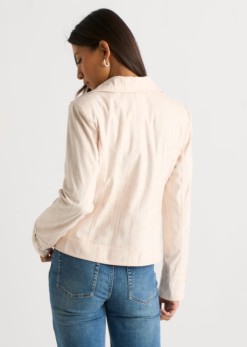 Chaqueta motera con cremallera de pana beige - Image 4