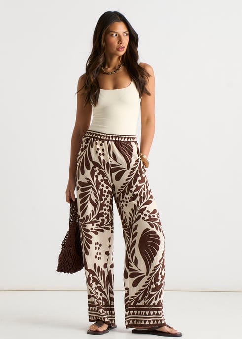 Pantalones elásticos con estampado de borde de chocolate - Image 3