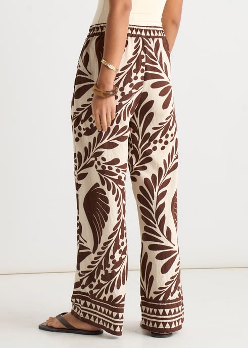 Pantalones elásticos con estampado de borde de chocolate - Image 4