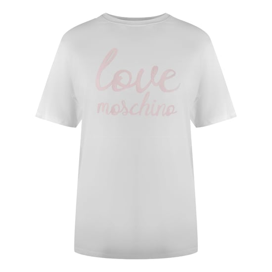 Camiseta Blanca Con Logo Rosa Intenso De Love Moschino - Image 1