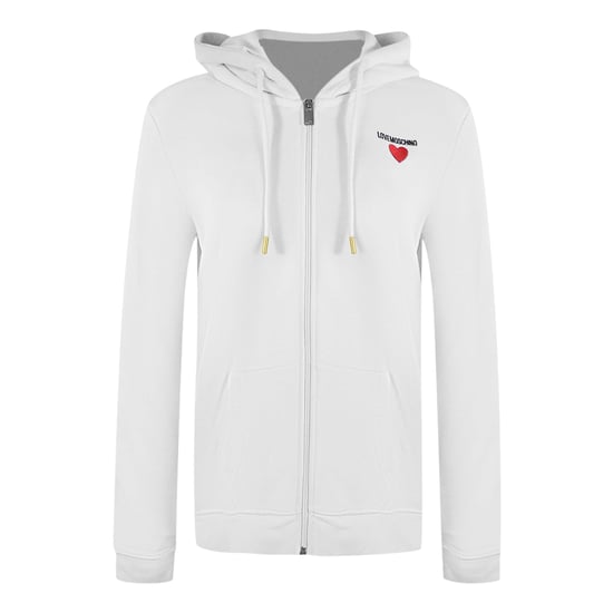 Sudadera Con Capucha Blanca Con Cremallera Y Logo De Corazón Pequeño De Love Moschino - Image 1