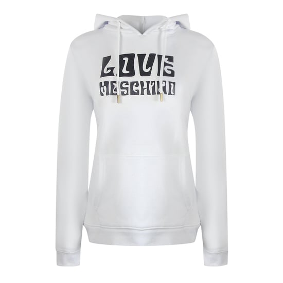 Sudadera Blanca Con Capucha Y Logo Groovy De Love Moschino - Image 1