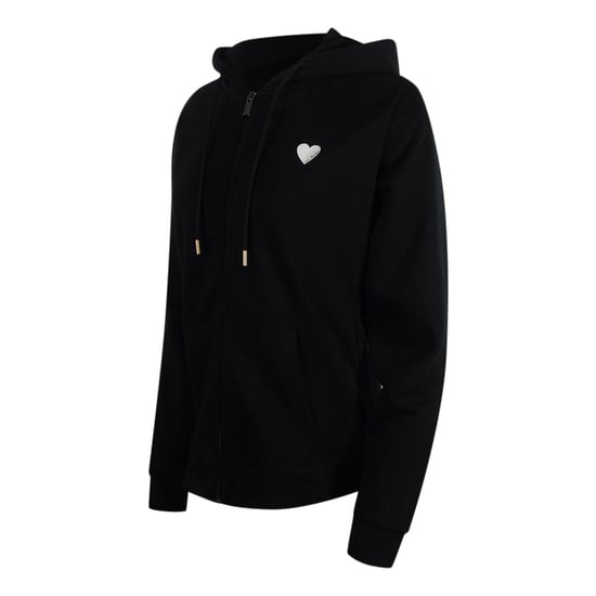 Sudadera Con Capucha Y Cremallera Negra Con Logo De Corazón Blanco Pequeño De Love Moschino - Image 2