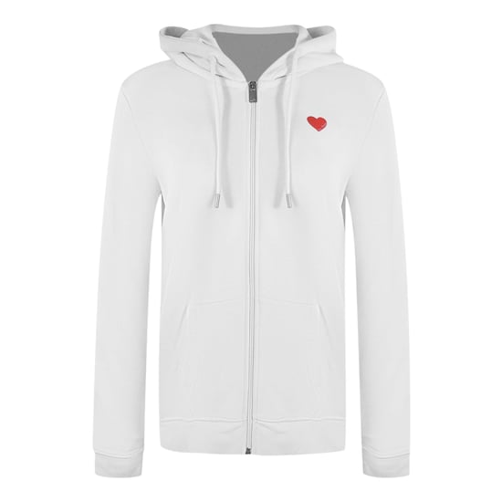 Sudadera Blanca Con Cremallera Y Logo De Corazón Rojo Pequeño De Love Moschino - Image 1