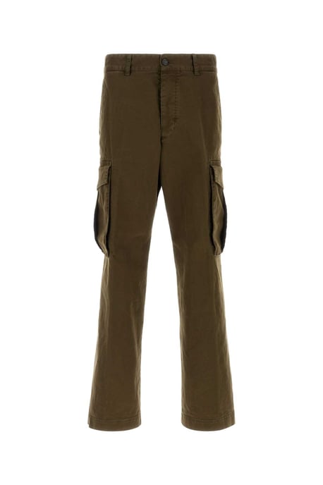 Pantalón cargo holgado de algodón elástico verde oliva - Image 1