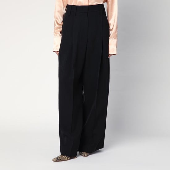 Pantalones Negros Amplios en Mezcla de Seda - Image 1