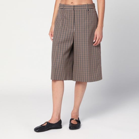 Pantalones cortos de lana a cuadros marrón Bermuda - Image 1