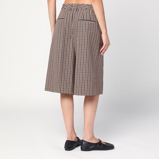 Pantalones cortos de lana a cuadros marrón Bermuda - Image 2