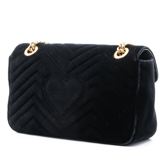 Bolso de hombro de terciopelo matelassé con lentejuelas y logo GG Marmont mediano de segunda mano - Image 2