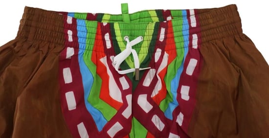 Shorts de baño marrones con diseño abstracto colorido de Dsquared2 - Image 3
