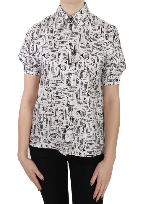 Camisa de seda con estampado de instrumentos musicales - Image 1