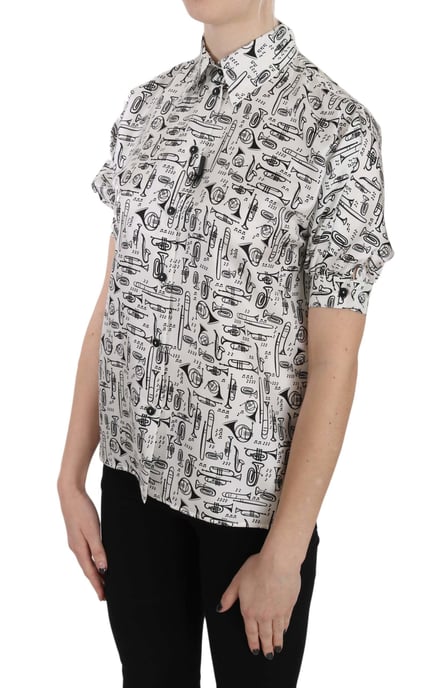 Camisa de seda con estampado de instrumentos musicales - Image 3