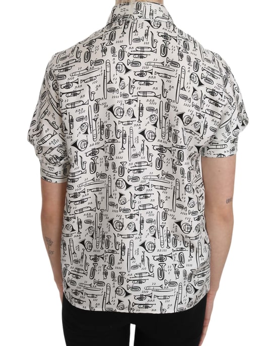 Camisa de seda con estampado de instrumentos musicales - Image 4