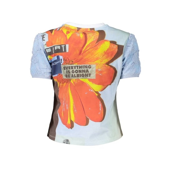 Camiseta de Mujer Azzurro de Algodón Desigual - Image 2
