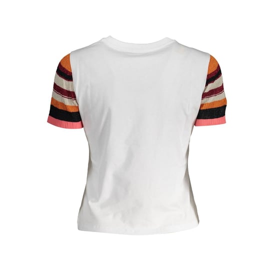 Camiseta de Mujeres de Algodón Desigual Bianco - Image 2