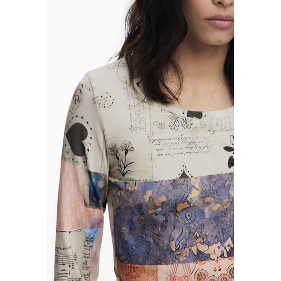 Camiseta de mujer Desigual de viscosa beige - Image 3
