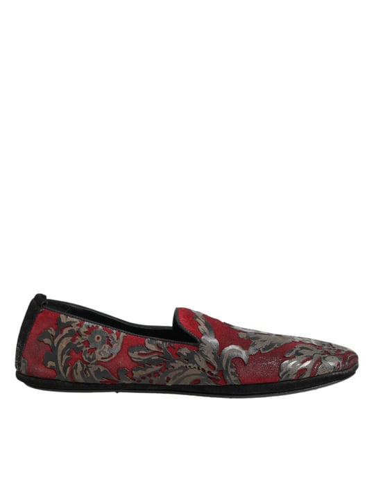 Zapatos Loafers de Cuero Jacquard Burdeos Dolce & Gabbana - Image 2