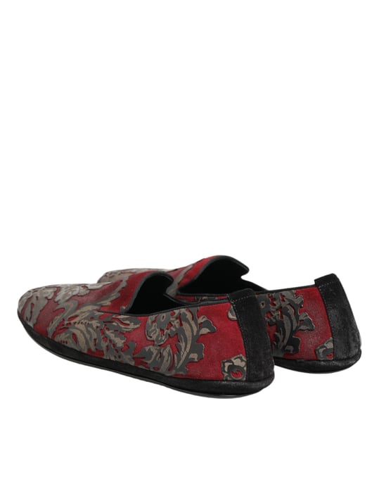Zapatos Loafers de Cuero Jacquard Burdeos Dolce & Gabbana - Image 6