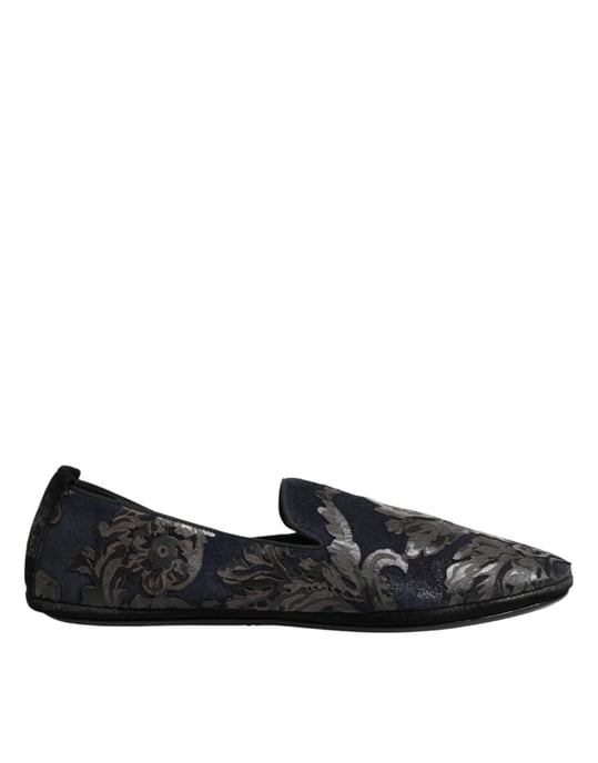 Mocasines sin cordones de cuero negro jacquard de Dolce & Gabbana - Image 2