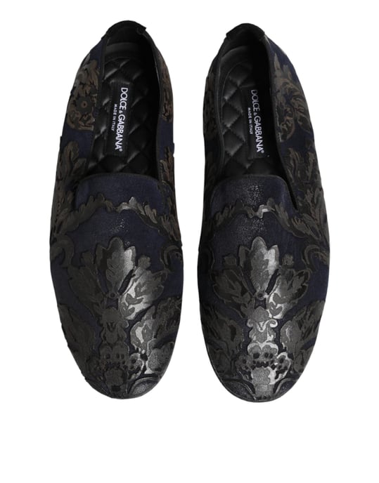 Mocasines sin cordones de cuero negro jacquard de Dolce & Gabbana - Image 3