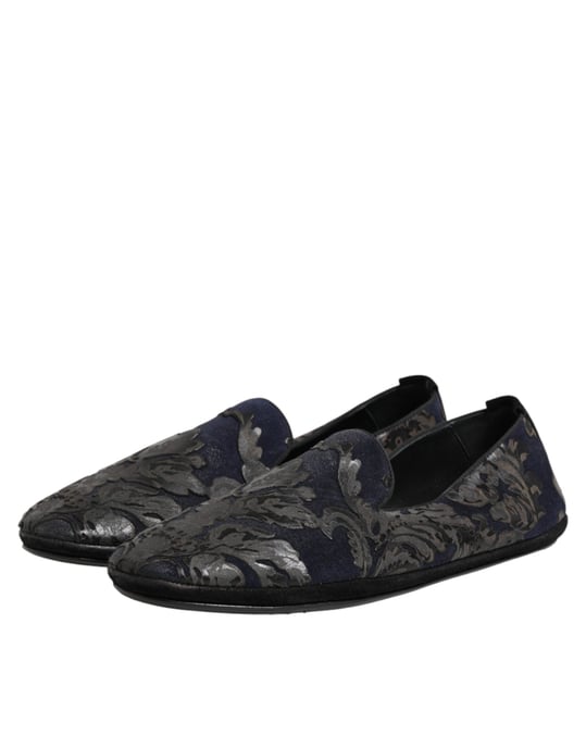 Mocasines sin cordones de cuero negro jacquard de Dolce & Gabbana - Image 4