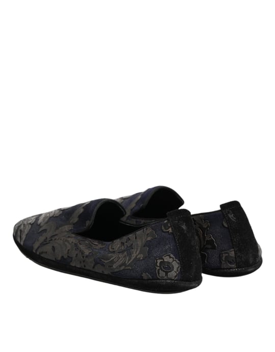 Mocasines sin cordones de cuero negro jacquard de Dolce & Gabbana - Image 5