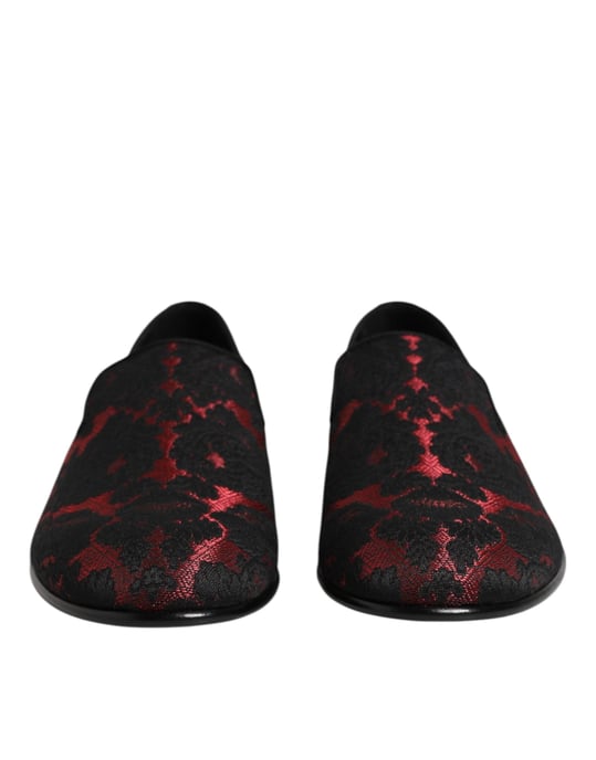 Mocasines para Hombre Dolce & Gabbana de Jacquard Rojo y Negro - Image 2