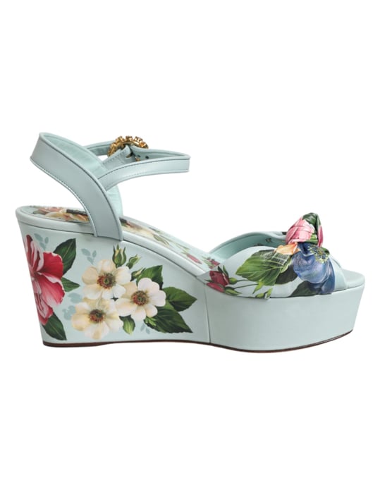 Zapatos de Cuña con Tobillera Floral Verde Dolce & Gabbana - Image 2
