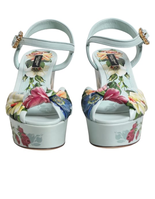 Zapatos de Cuña con Tobillera Floral Verde Dolce & Gabbana - Image 3