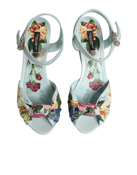 Zapatos de Cuña con Tobillera Floral Verde Dolce & Gabbana - Image 4