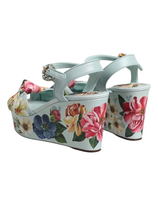 Zapatos de Cuña con Tobillera Floral Verde Dolce & Gabbana - Image 6