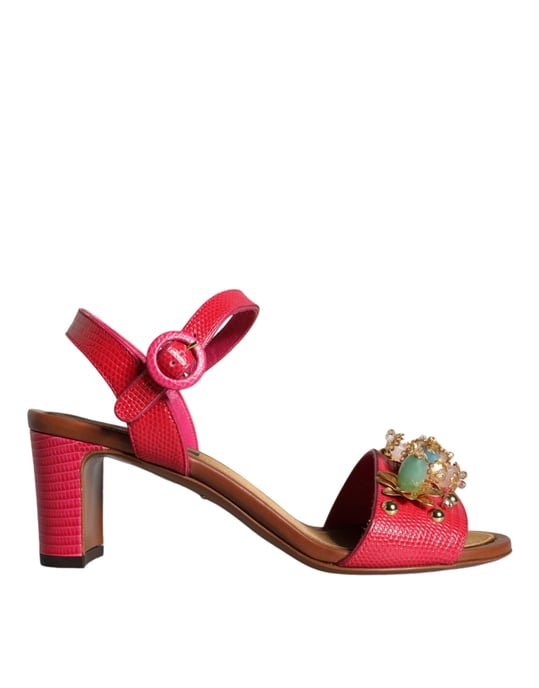 Sandalias Keira de piel fucsia con adornos de Dolce & Gabbana - Image 1