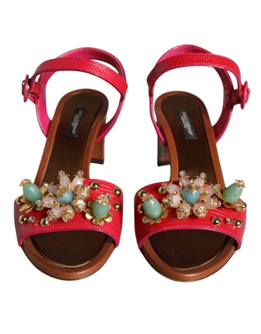 Sandalias Keira de piel fucsia con adornos de Dolce & Gabbana - Image 2