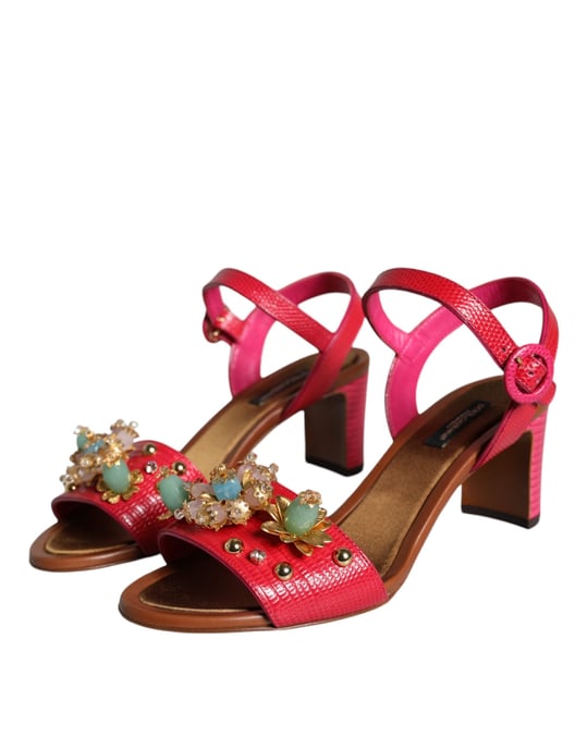 Sandalias Keira de piel fucsia con adornos de Dolce & Gabbana - Image 3