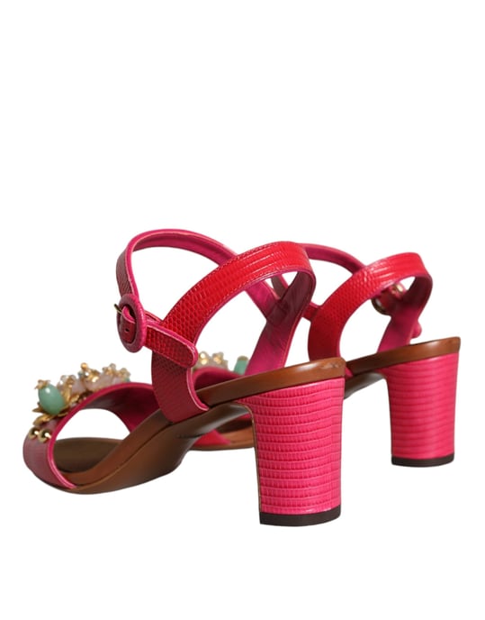 Sandalias Keira de piel fucsia con adornos de Dolce & Gabbana - Image 4