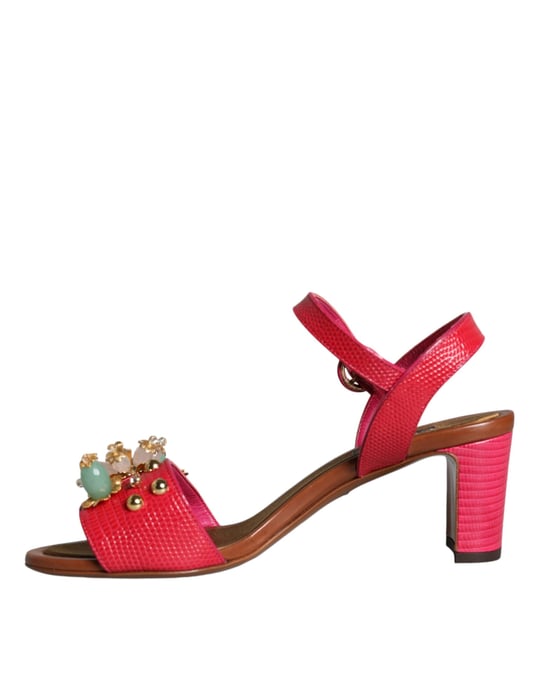 Sandalias Keira de piel fucsia con adornos de Dolce & Gabbana - Image 5